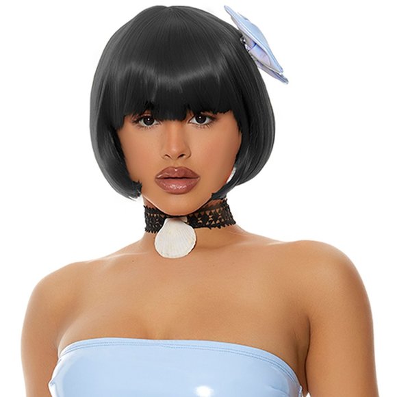 Black Bob Wig with Bangs - Picture 3 of 5